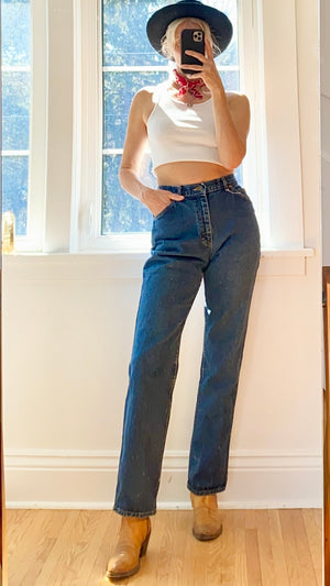 Vintage LEE Riders Made in USA Dark Wash Jeans 28 29
