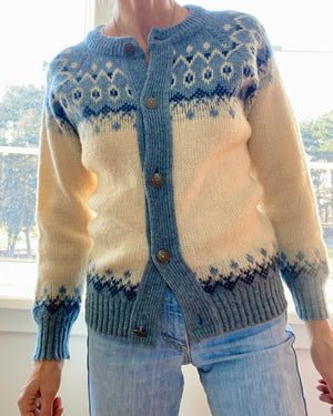 Vintage NORLFENDER Norwegian Fair Isle Cardigan Sweater S SM