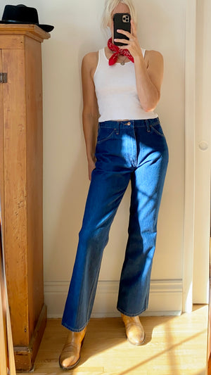 Vintage Wrangler 1970s Flares Dark Wash Jeans size 31 Made in USA
