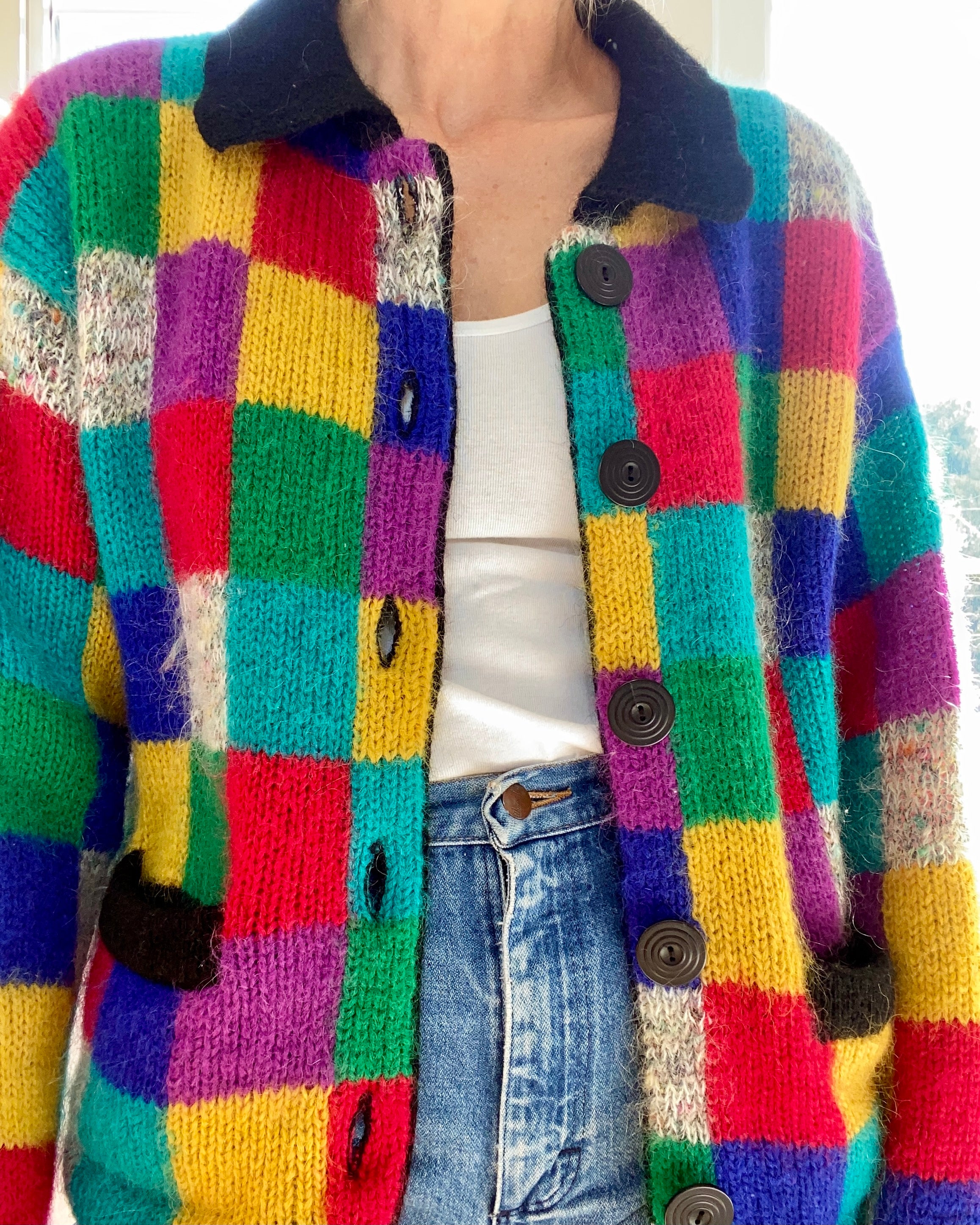 VINTAGE Checkered  Multi Color Cardigan