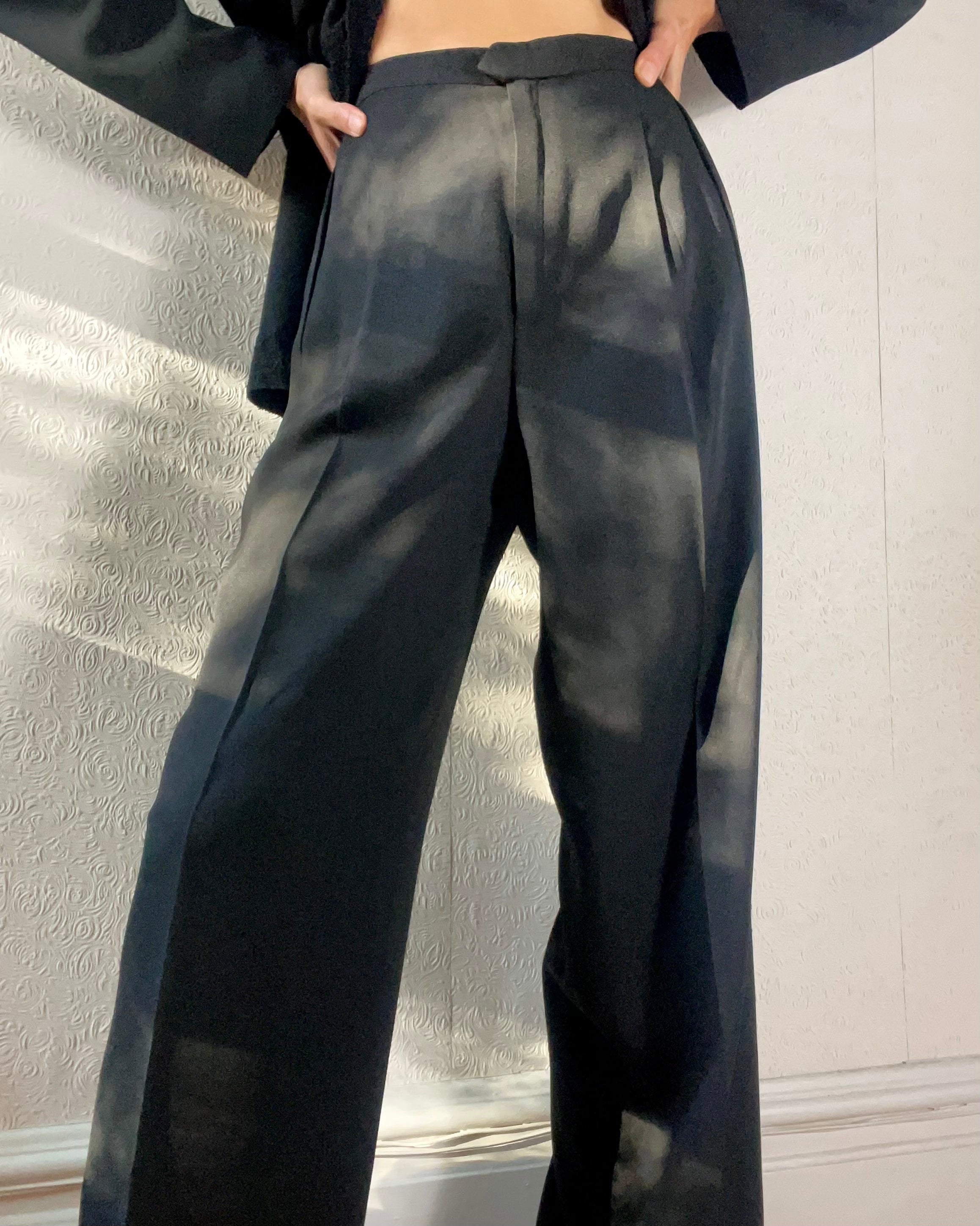 Vitange CHRISTIAN DIOR Black Crepe and Lace Tuxedo Suit Size 44 France 12 USA
