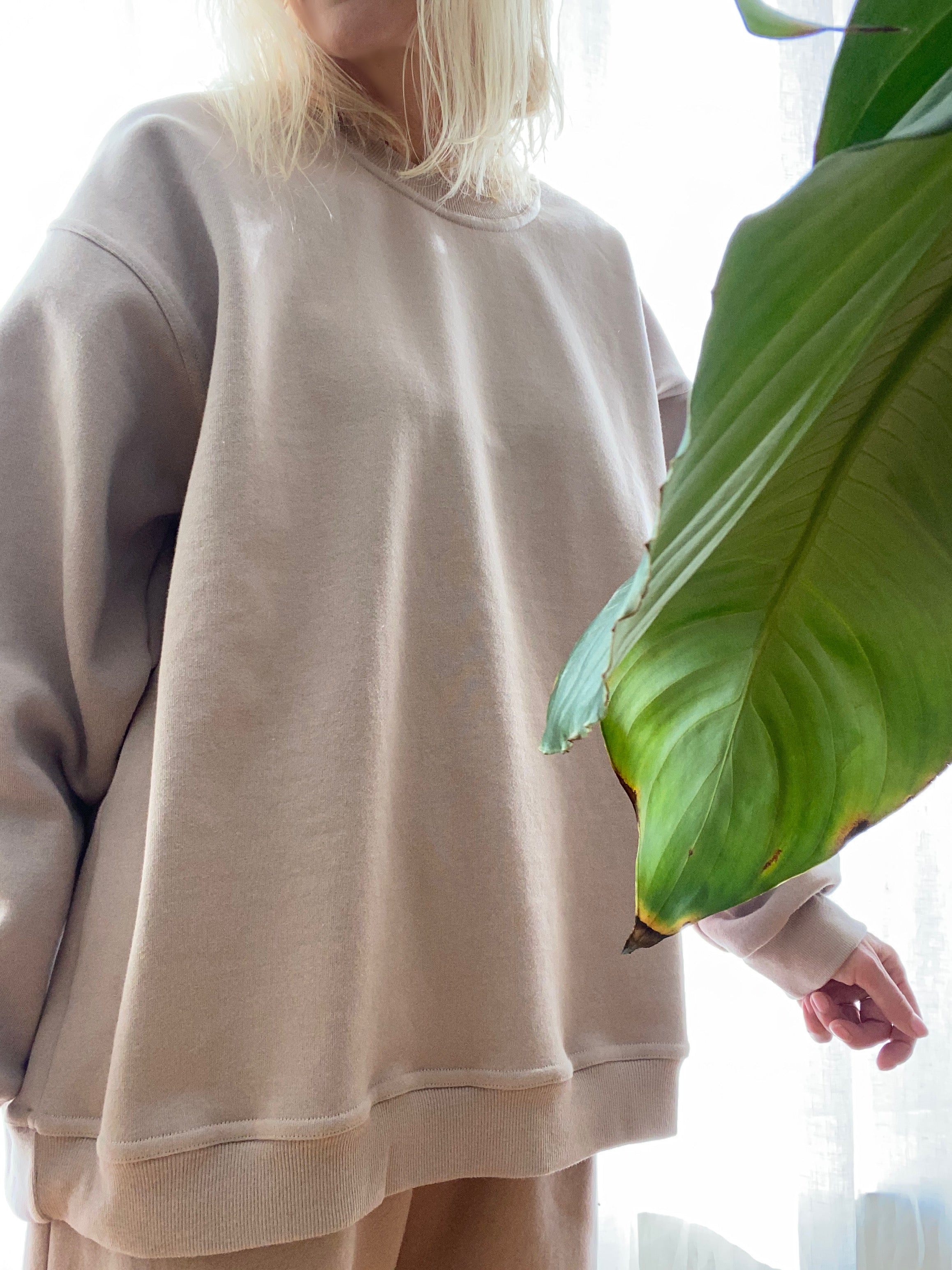 LLOYD Oversized Crew Neck Sweatshirt Fawn