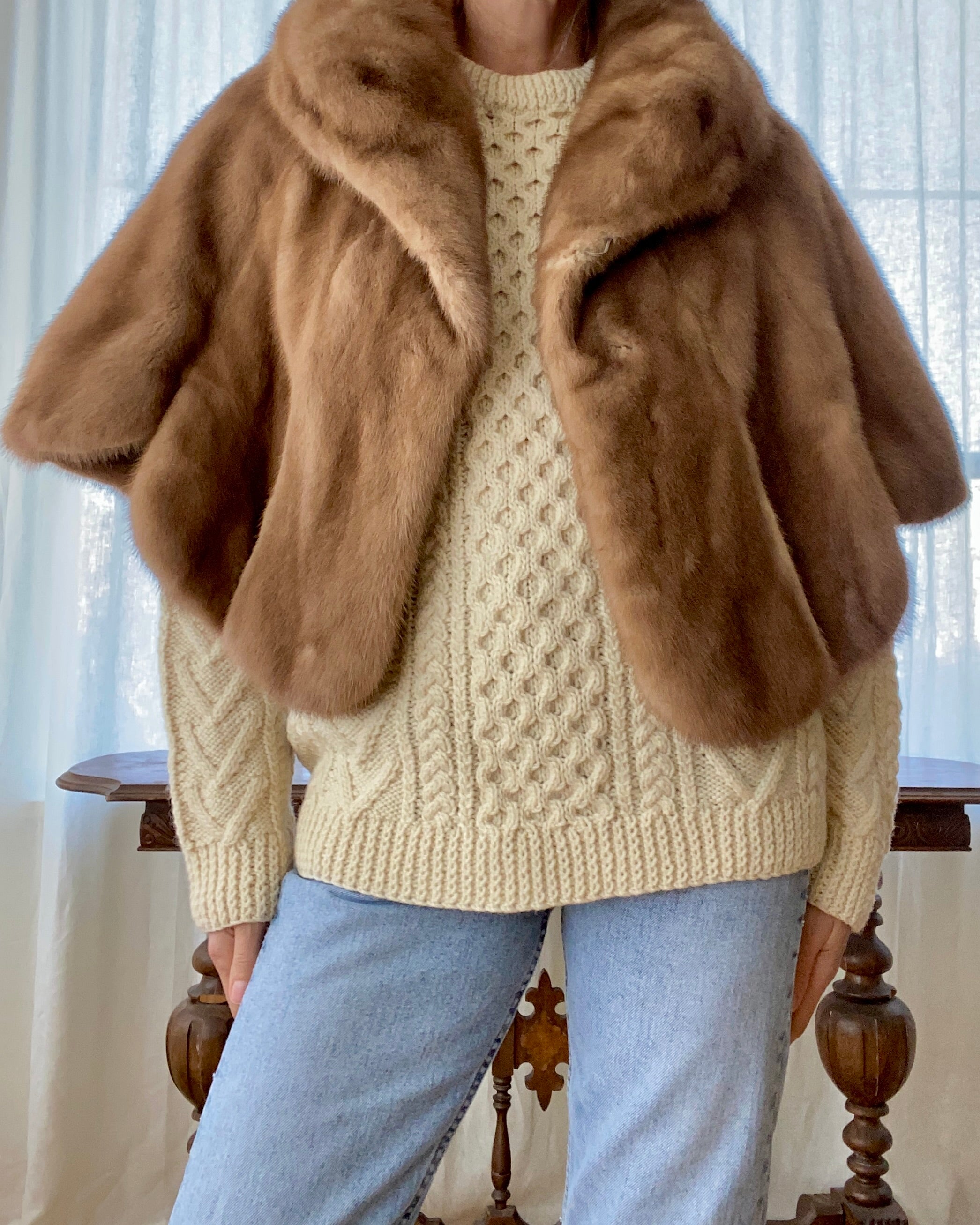 Vintage Blonde Mink Shawl Stole Cape Jacket