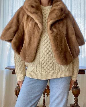 Vintage Blonde Mink Shawl Stole Cape Jacket
