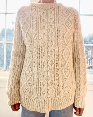 Vintage Handknit Cream Fisherman Cable Sweater