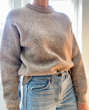 VINTAGE LLBEAN Oatmeal Melange Wool Crew Neck Sweater