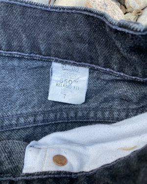 Vintage 1990s Levis 550 Black Wash Denim High Waist Jean Shorts Made in USA size 27