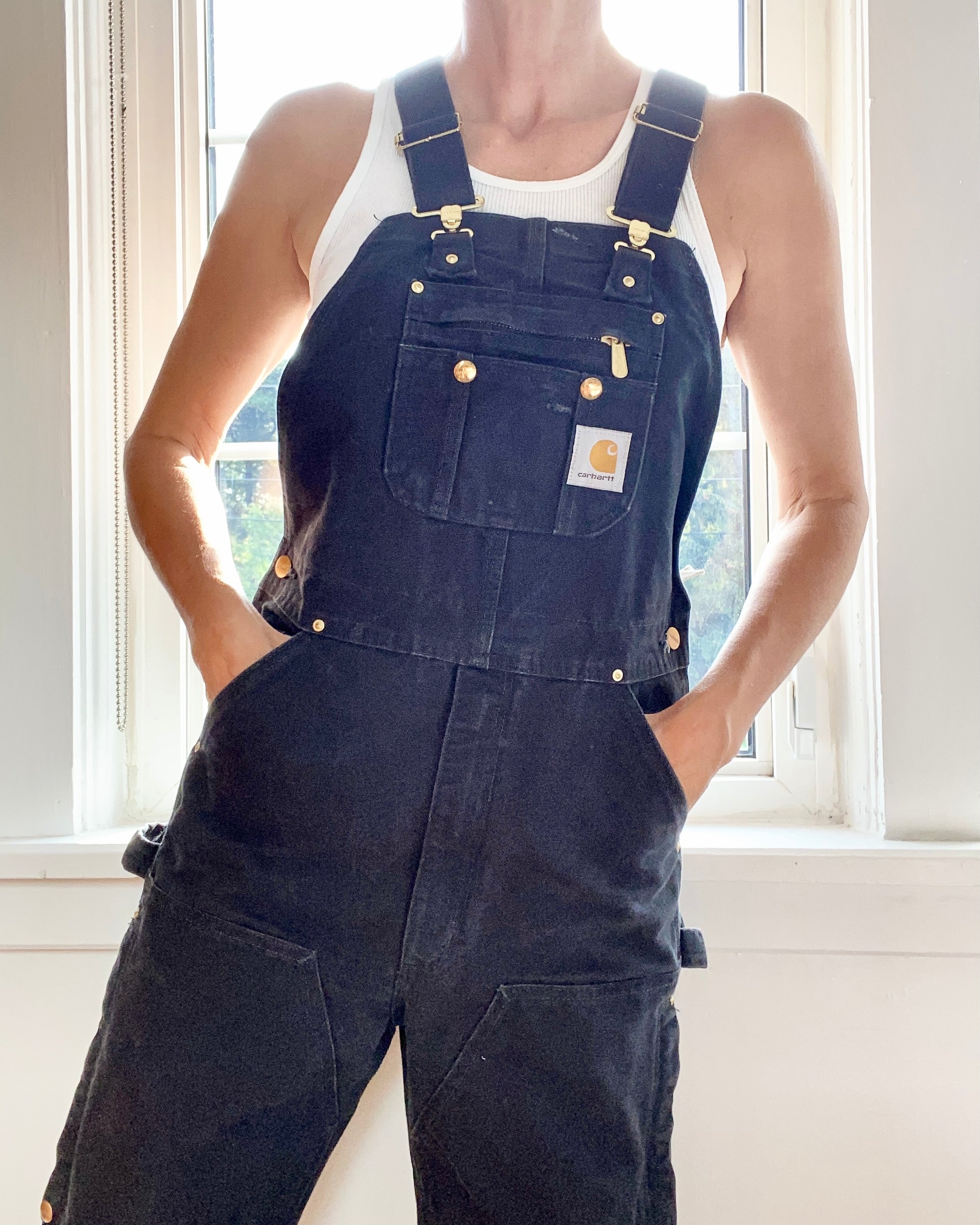 Vintage CARHARTT Black Carpenter Canvas Overalls size 30/32