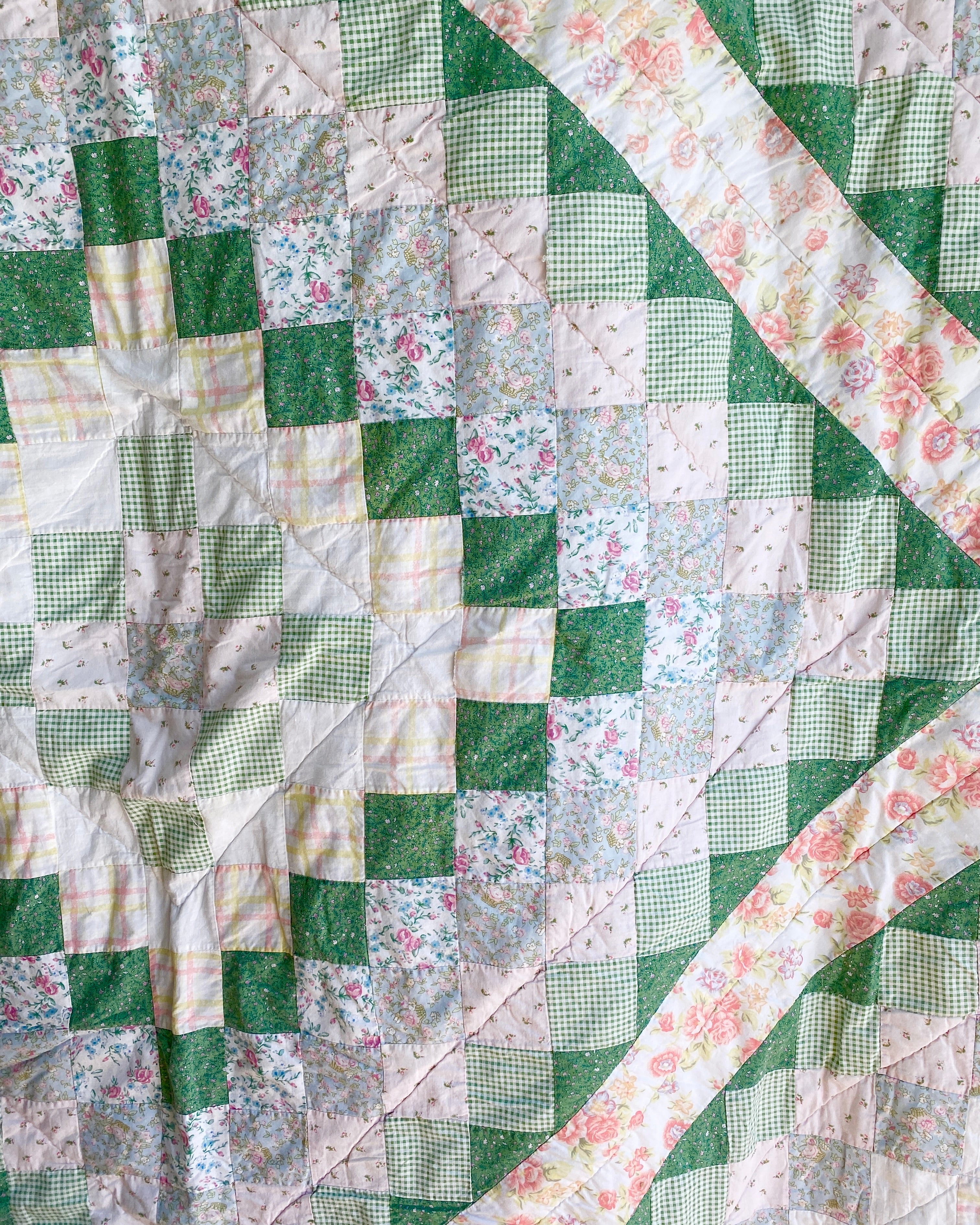 Vintage Green Patchwork Quilt