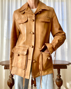 Vintage 1990s Pioneer Wear Leather Ranch Riding Coat Jacket