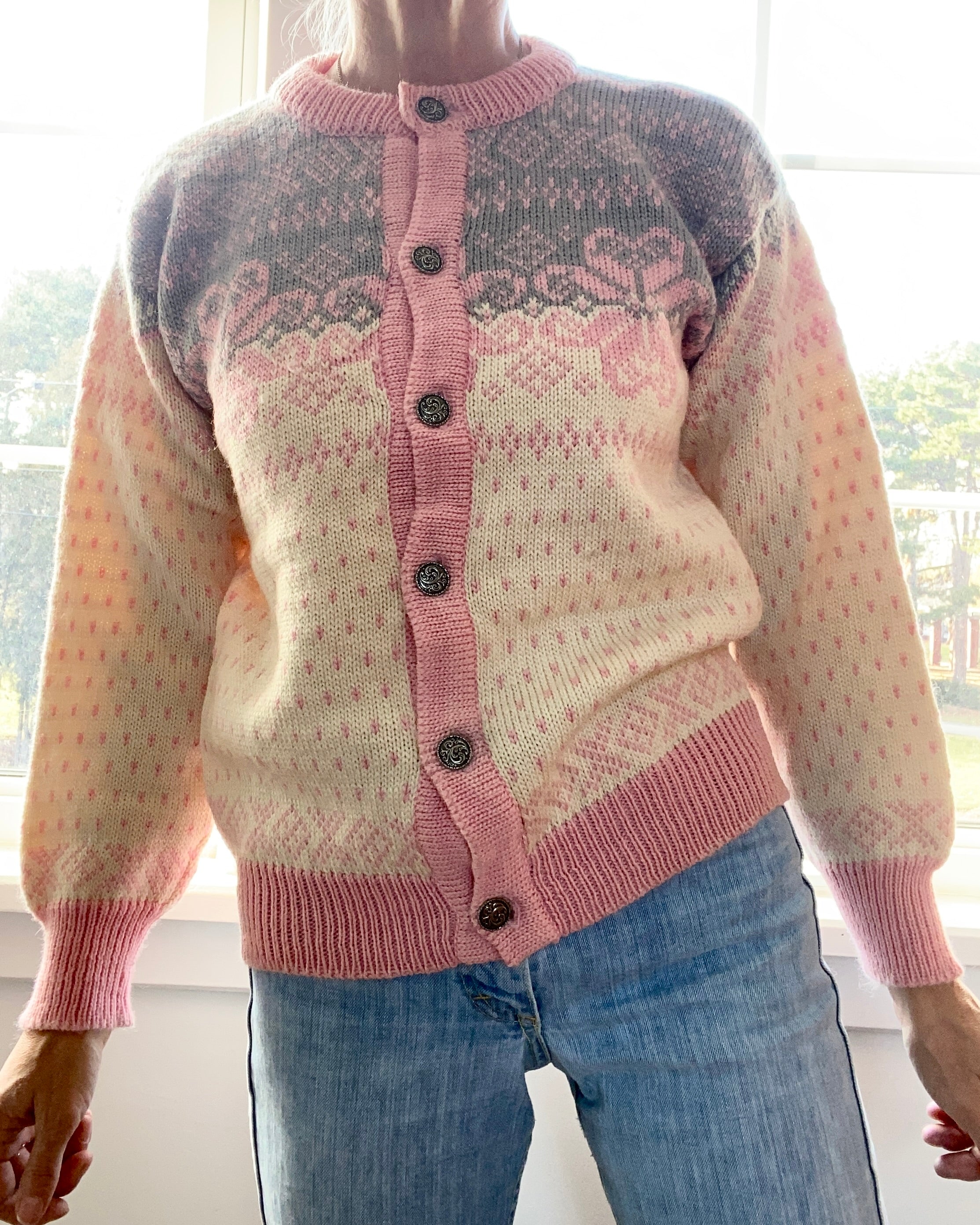 Vintage DALE of Norway Norwegian Fair Isle Cardigan Sweater M