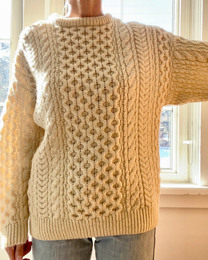 Vintage Handknit Cream Fisherman Cable Sweater M L