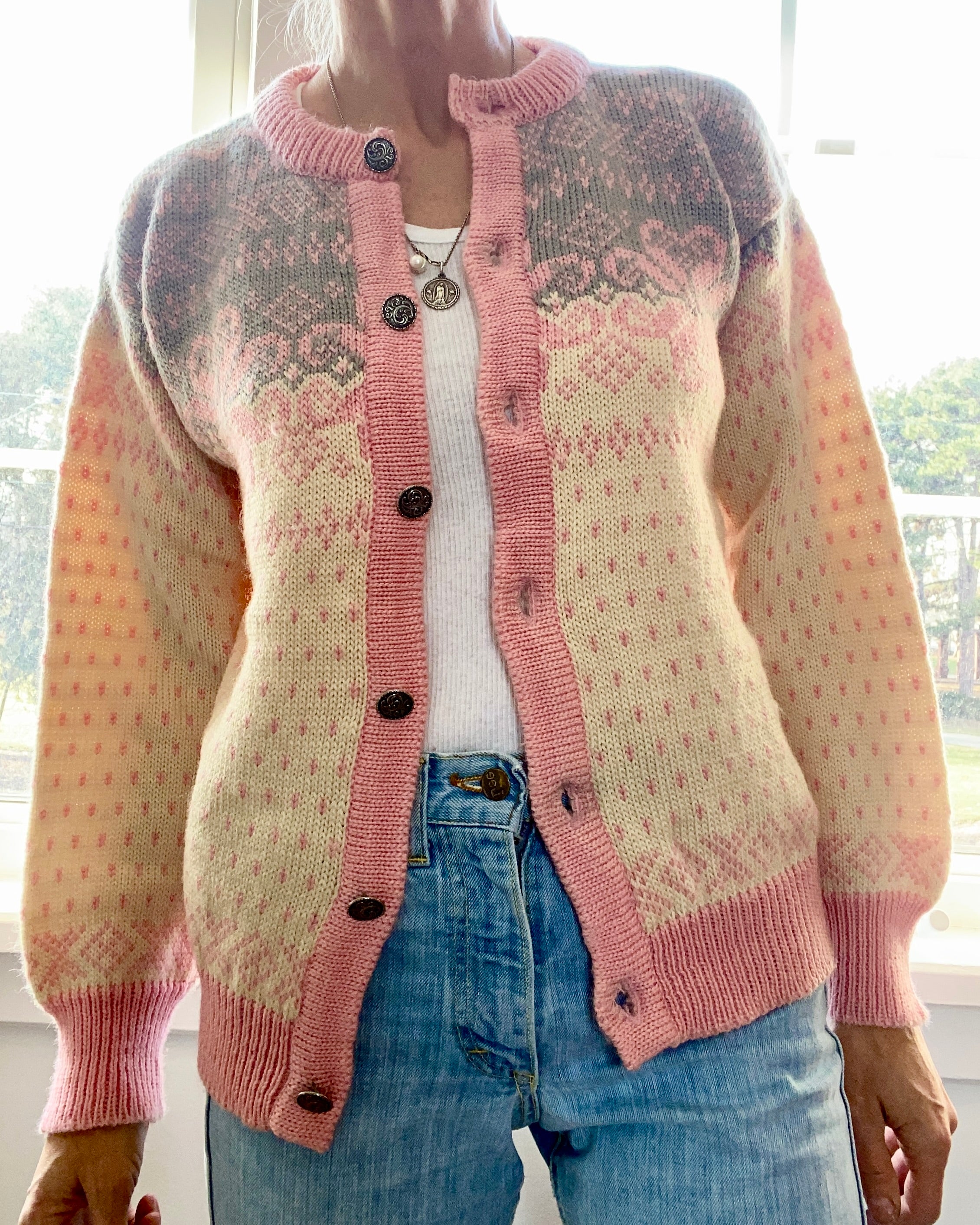 Vintage DALE of Norway Norwegian Fair Isle Cardigan Sweater M