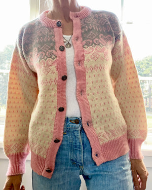 Vintage DALE of Norway Norwegian Fair Isle Cardigan Sweater M