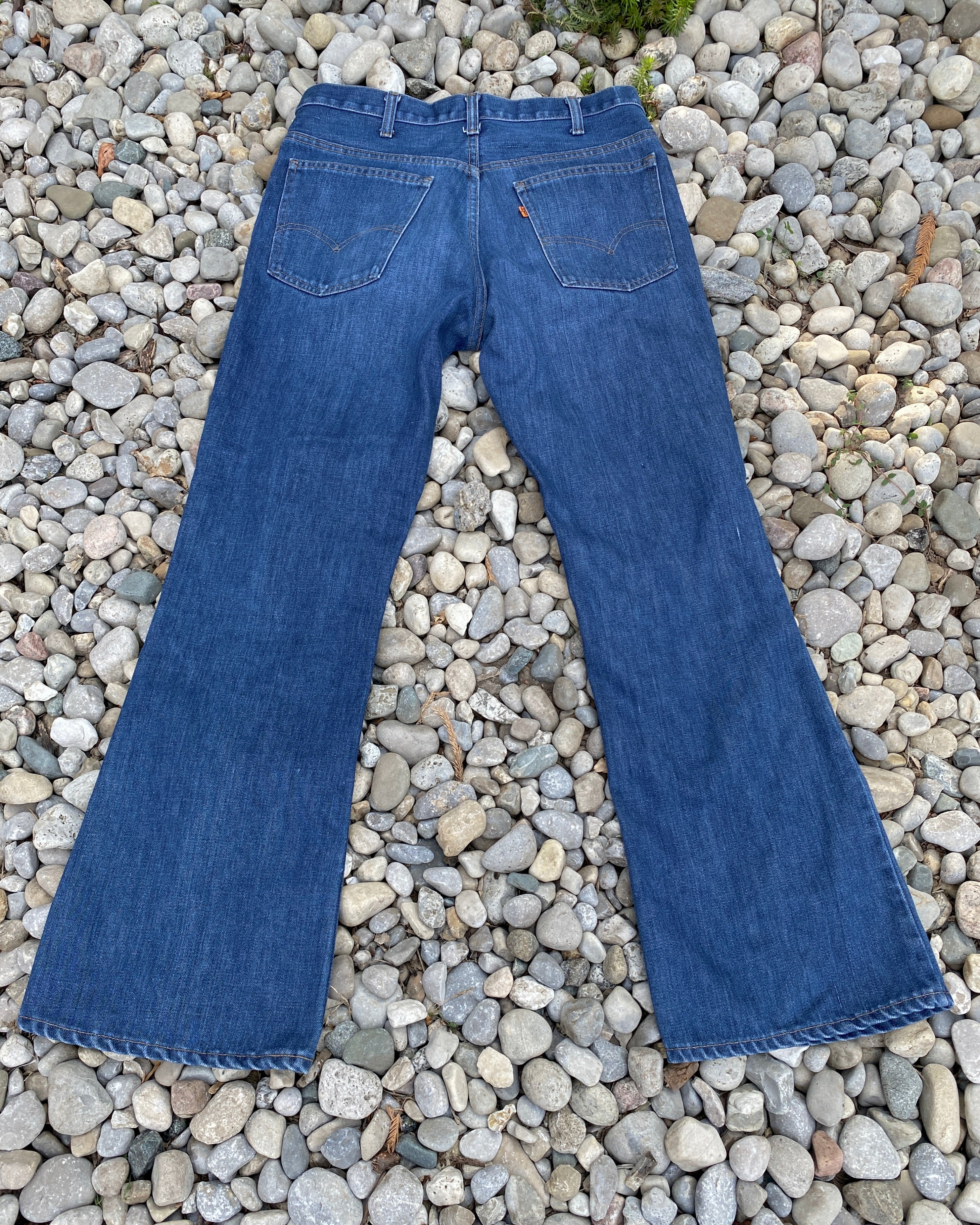 Vintage 1970s Levis 517 Orange Tab Medium to Dark Wash Flare Jeans size 34