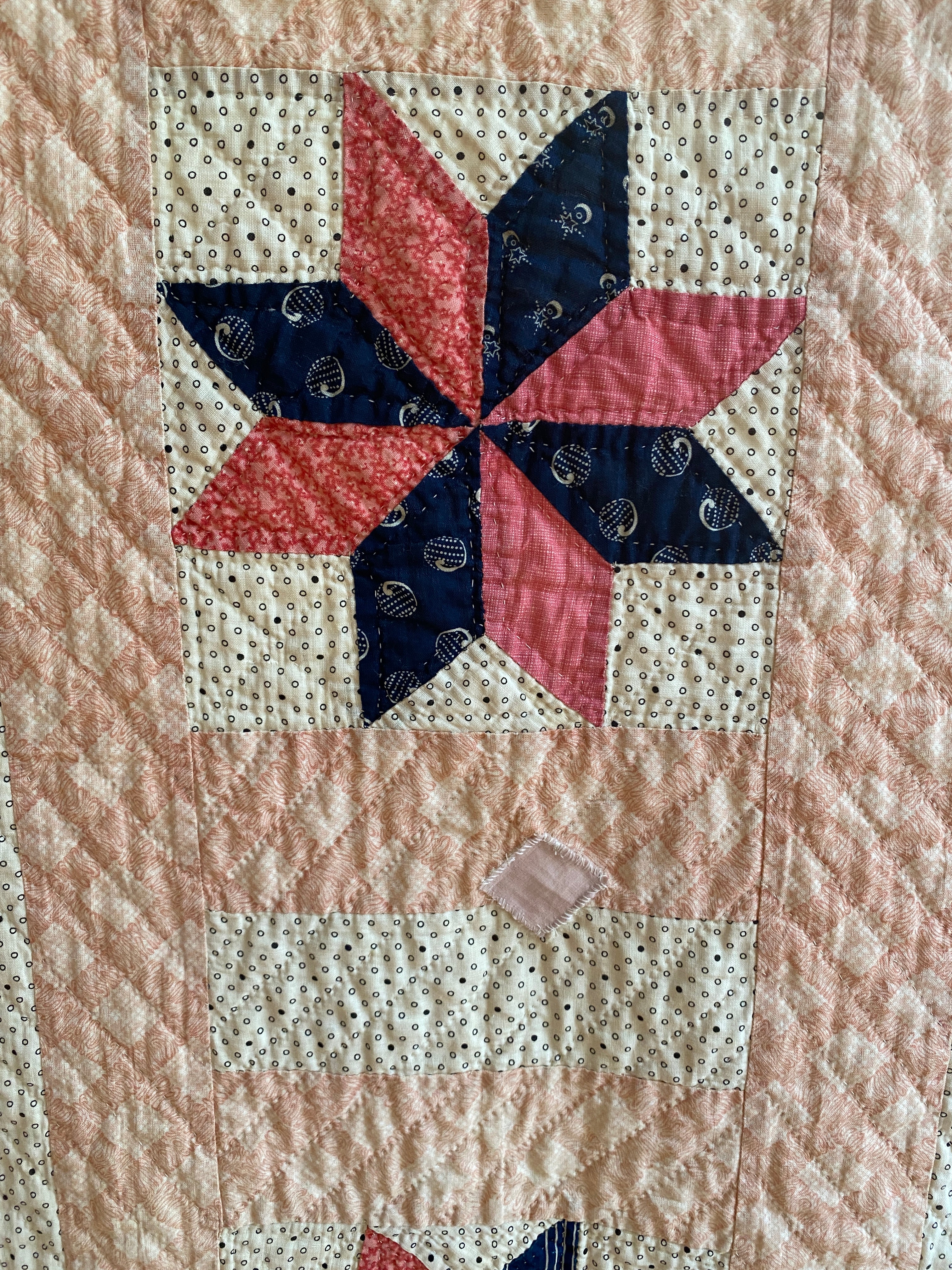 Antique 1850-1890 8 Point Star Patchwork Quilt