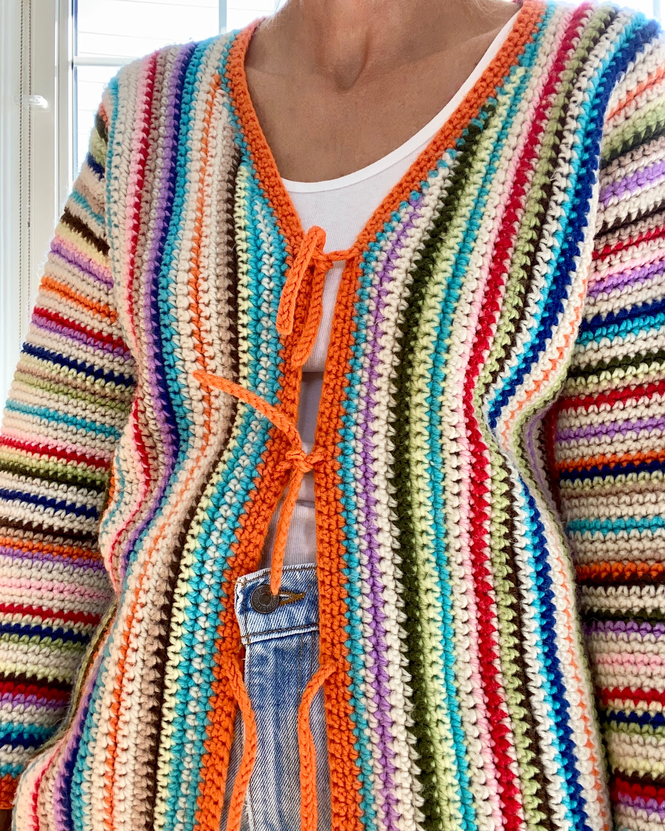 VINTAGE 1970s Bell Sleeve Stripe Surfer Cardigan