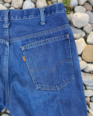 Vintage 1970s Levis 517 Orange Tab Medium to Dark Wash Flare Jeans size 34