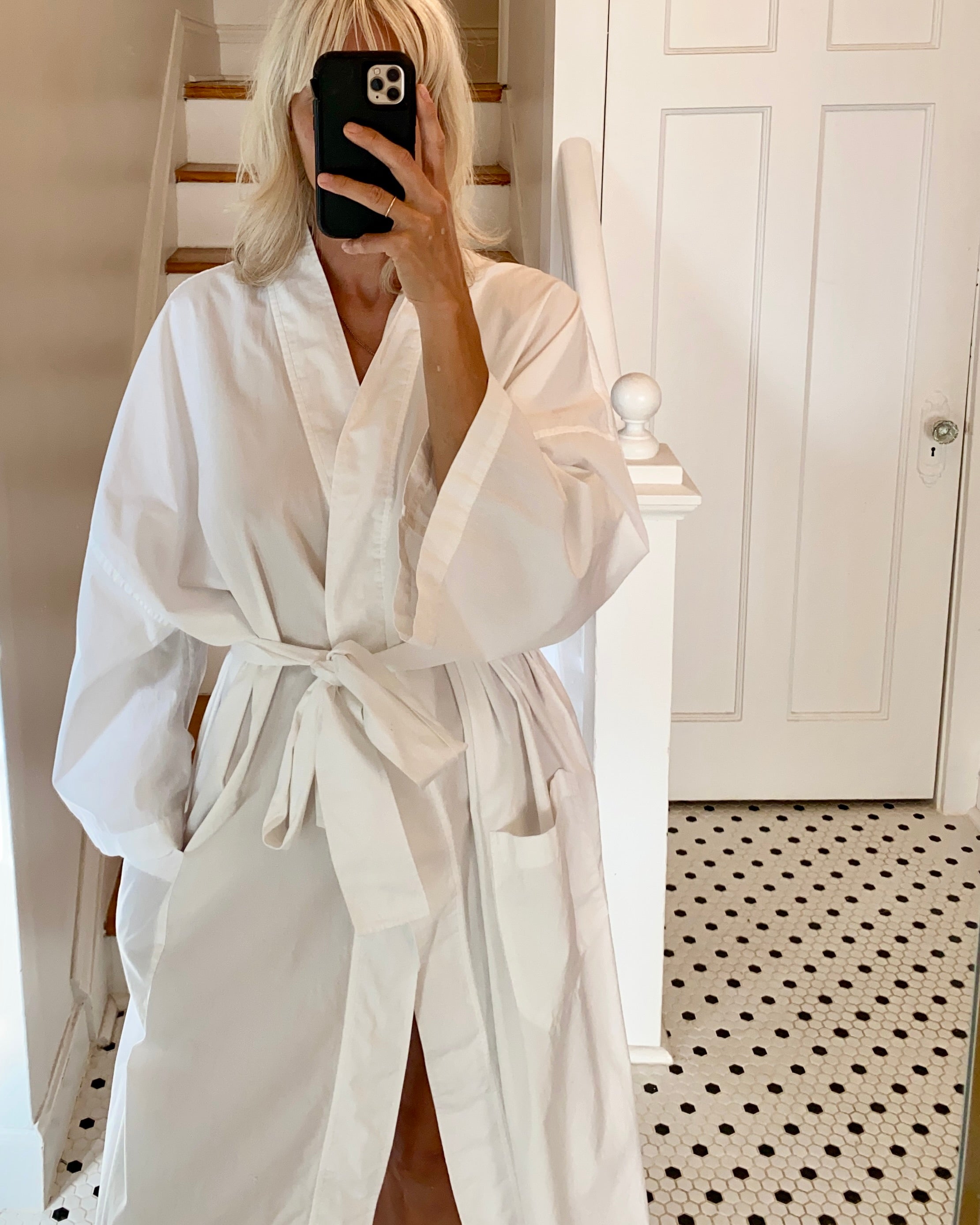 VINTAGE White Cotton Oversize Robe