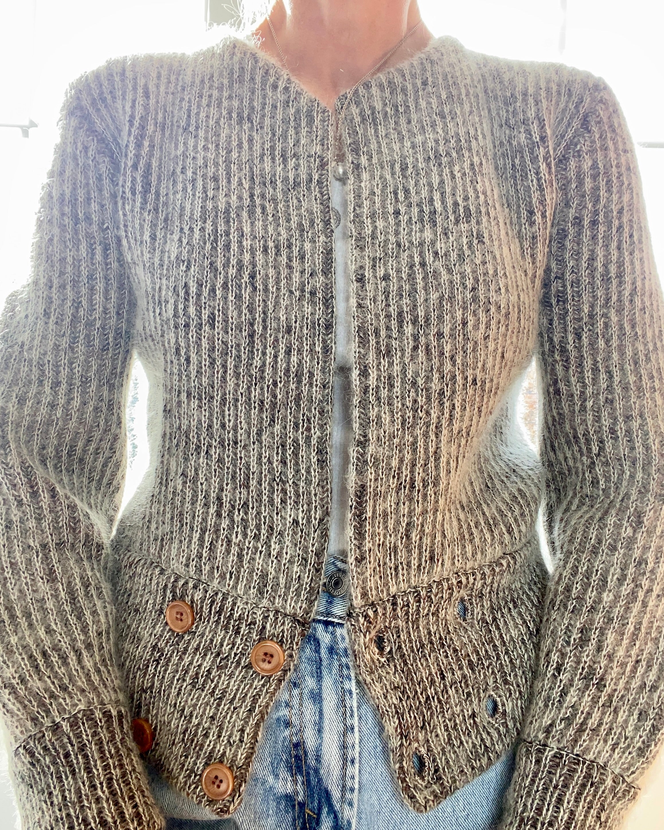 Vintage Rib Mohair Rib Melange Jacket Cardigan Sweater