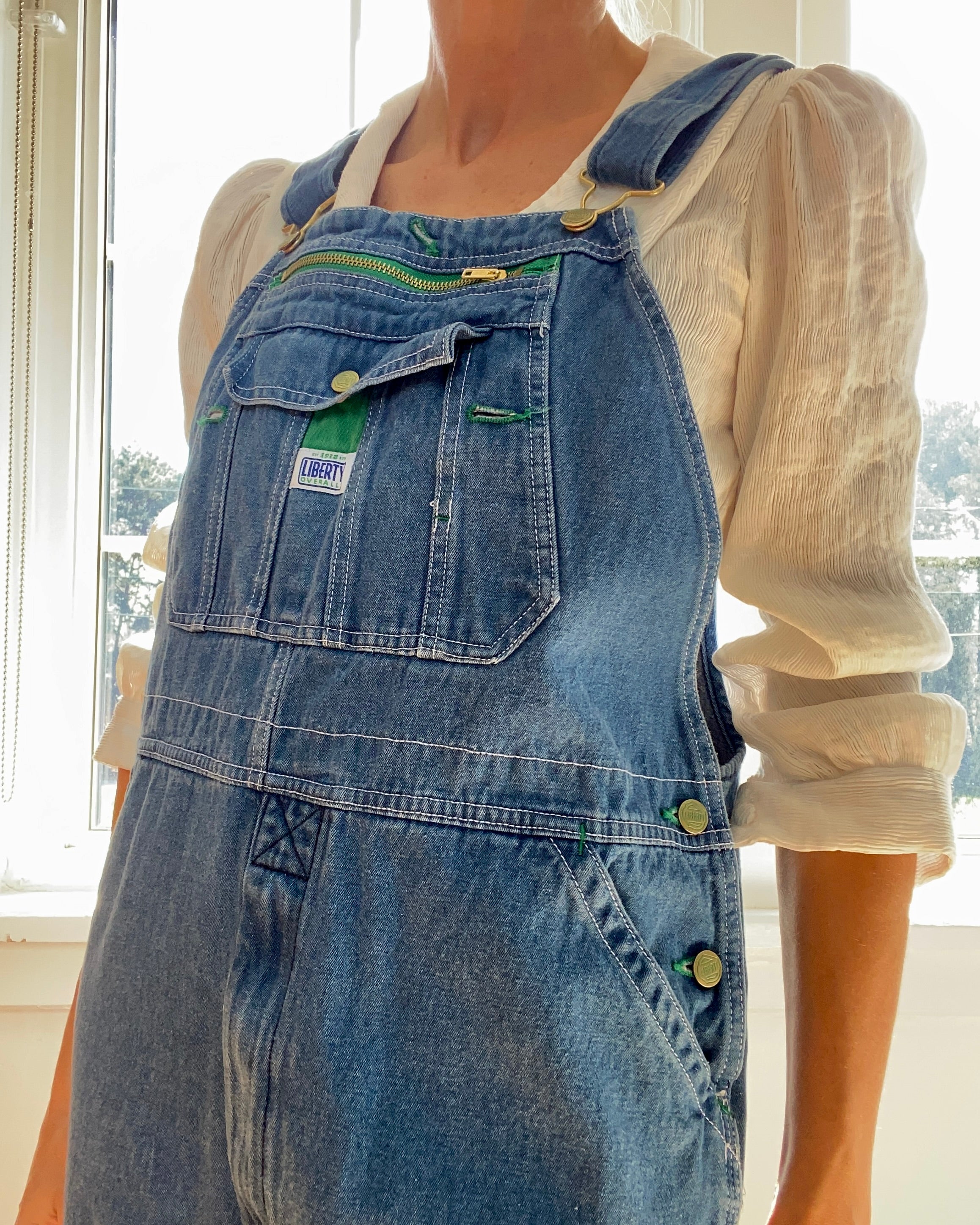 Vintage Liberty Denim Carpenter Overalls Medium Blue Wash Size L XL