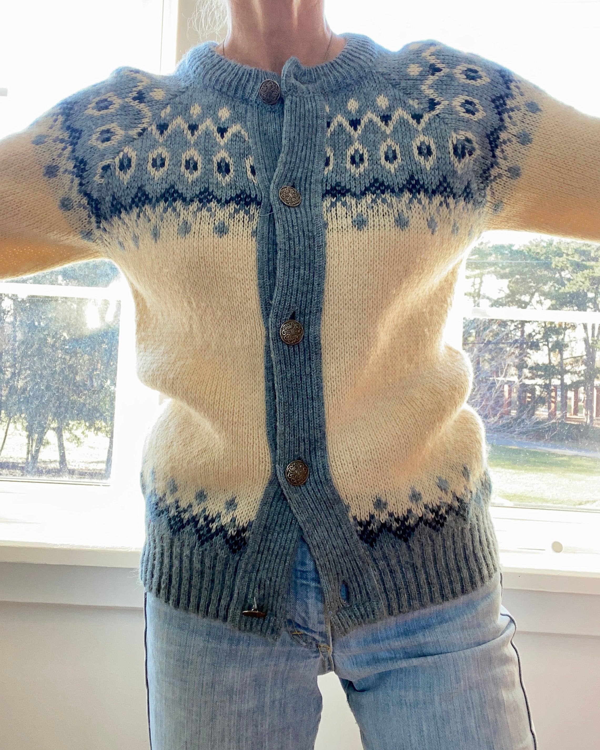 Vintage NORLFENDER Norwegian Fair Isle Cardigan Sweater S SM