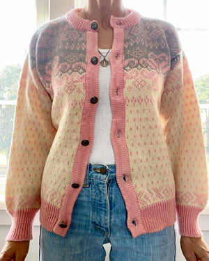 Vintage DALE of Norway Norwegian Fair Isle Cardigan Sweater M