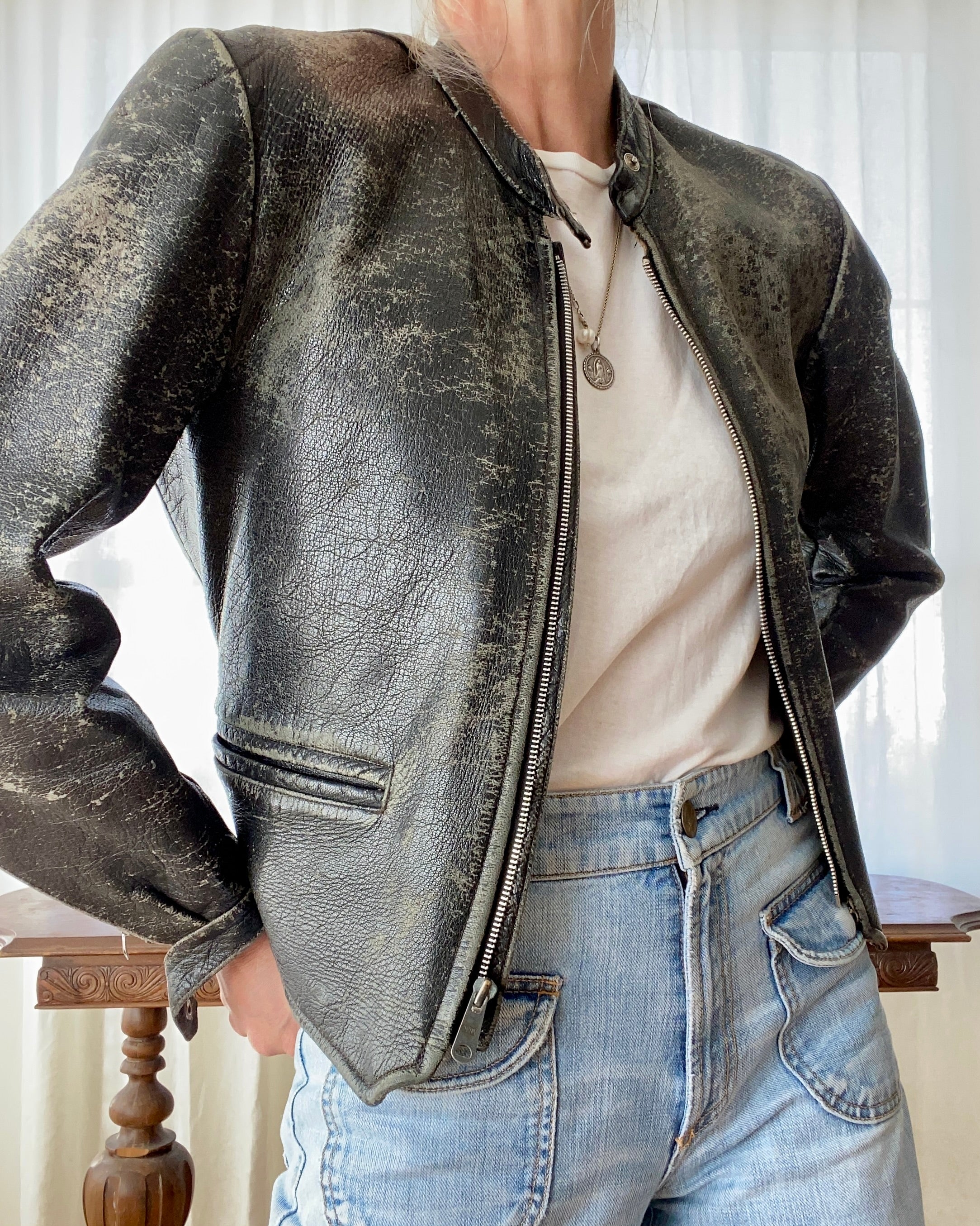 Vintage 1940s WW2 Era Motorcycle Confections De Luxe FAM Jacket Made in France