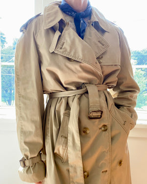 Vintage Classic Trench Coat With Wool Liner L