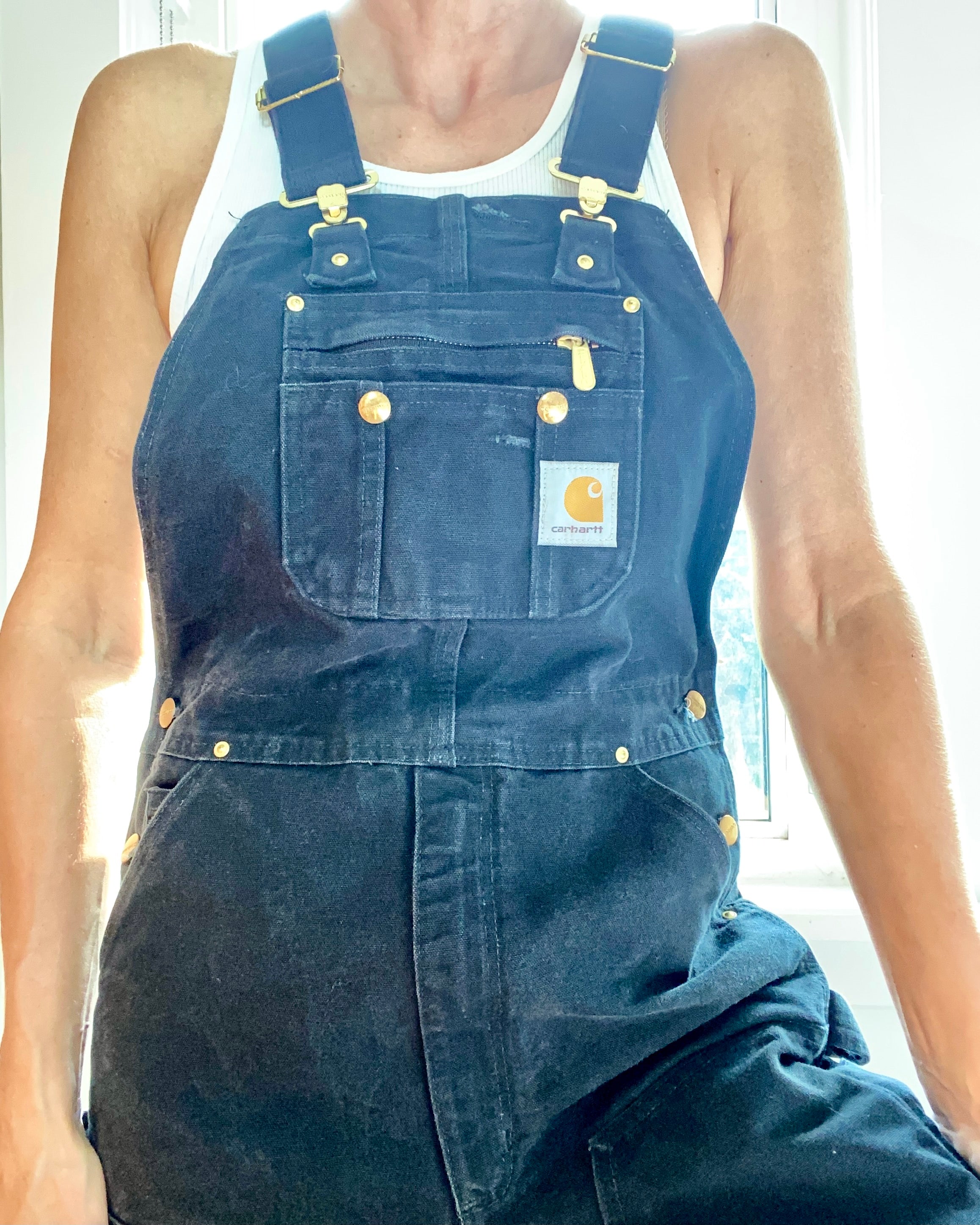 Vintage CARHARTT Black Carpenter Canvas Overalls size 30/32