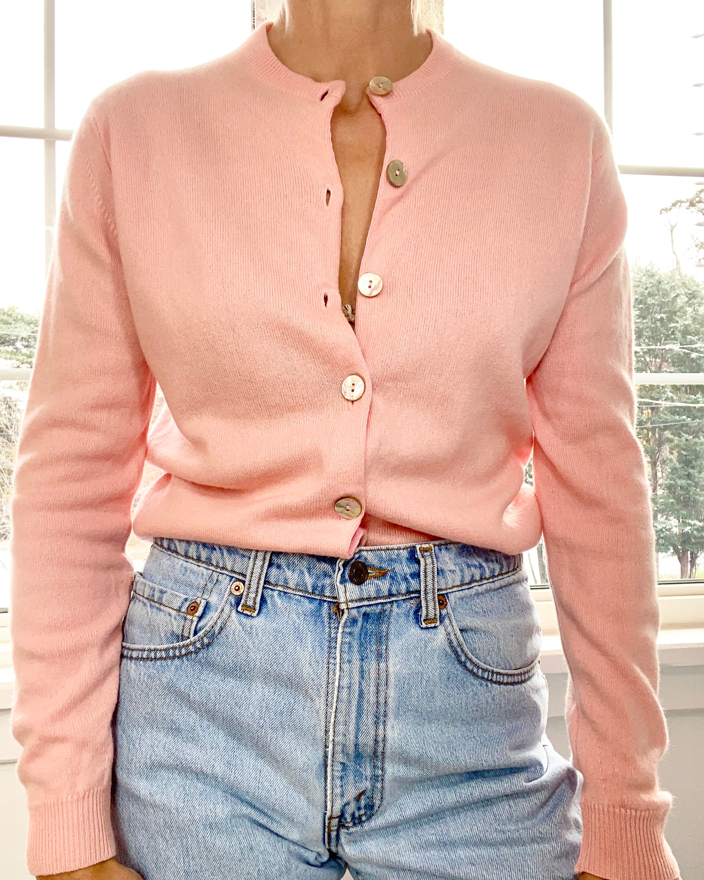 Vintage JACQUES DE LOUX Pink Cashmere Cardigan