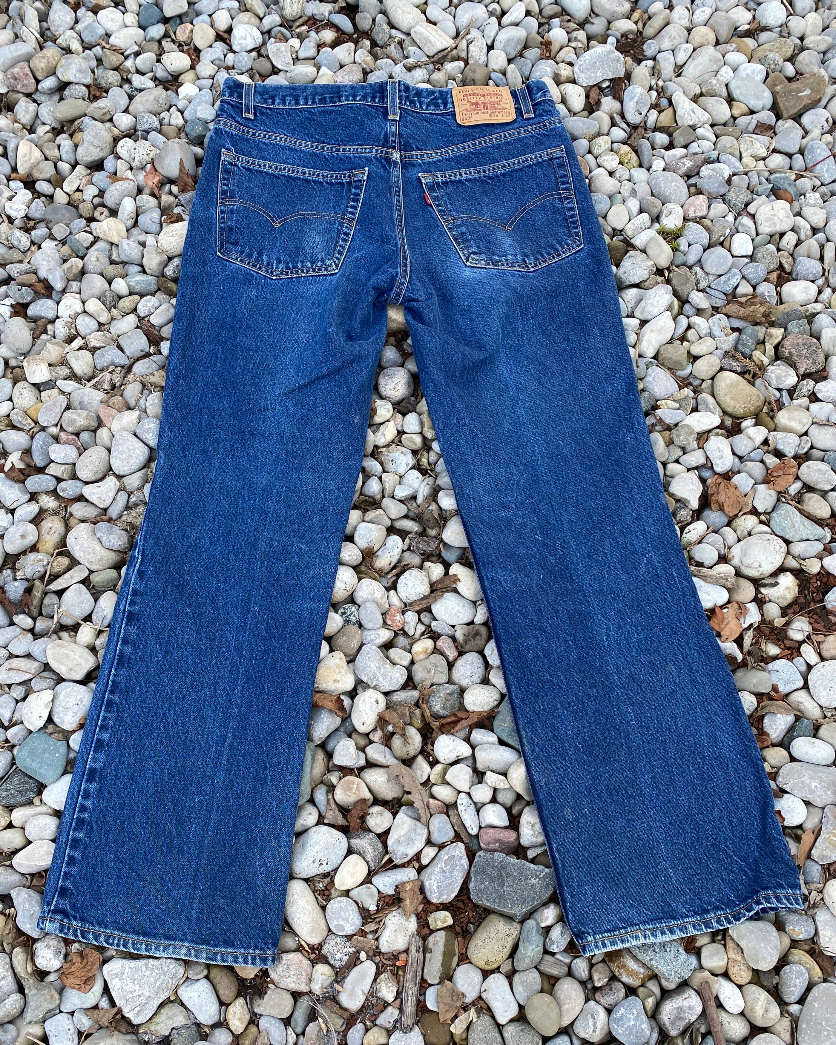 Vintage Levis 517 Boot Cut Flares Dark Blue Wash Jeans size 36 USA