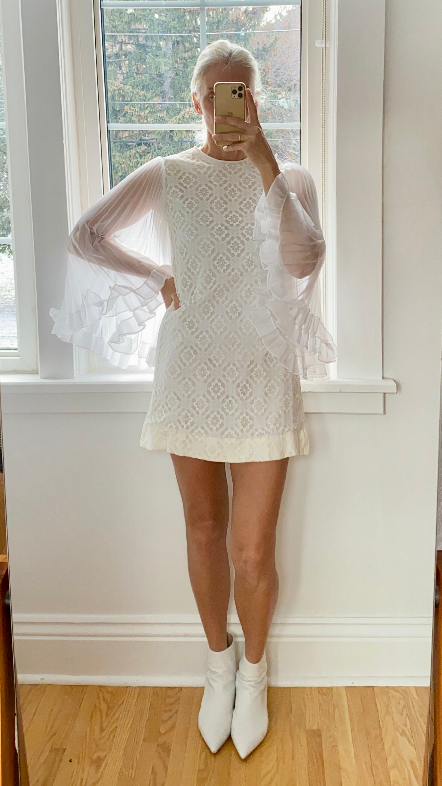 VINTAGE Lace and Chiffon Mini 1960s Dress