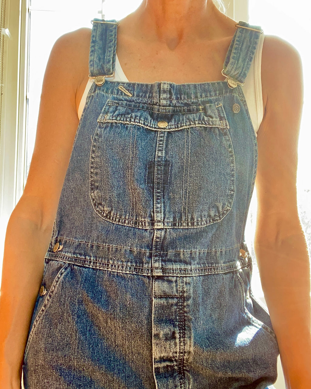 Vintage Riveted Lee Denim Carpenter Overalls Medium Wash Size M