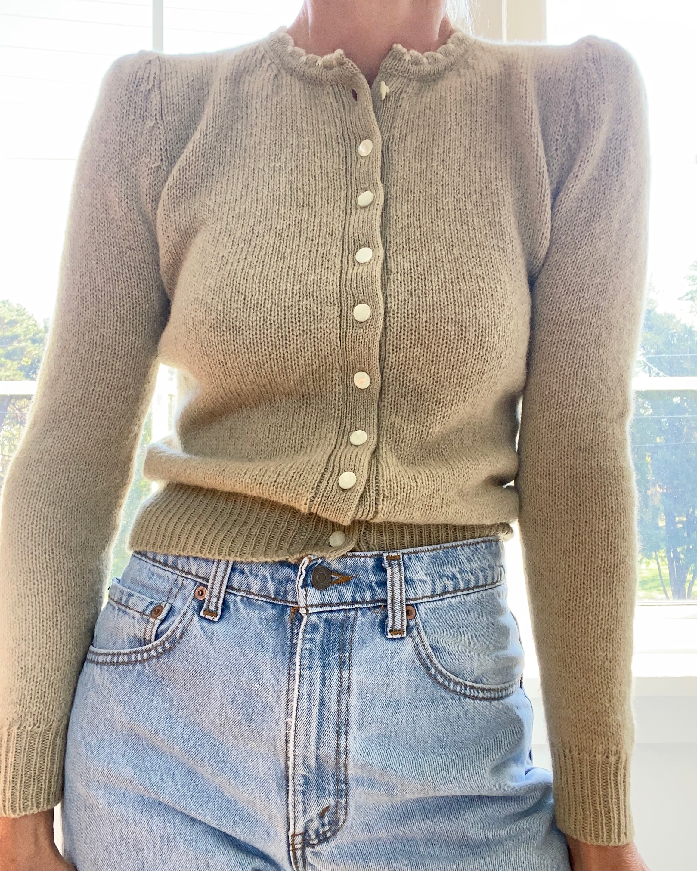 Vintage Tyrolean Style Sage Cardigan S