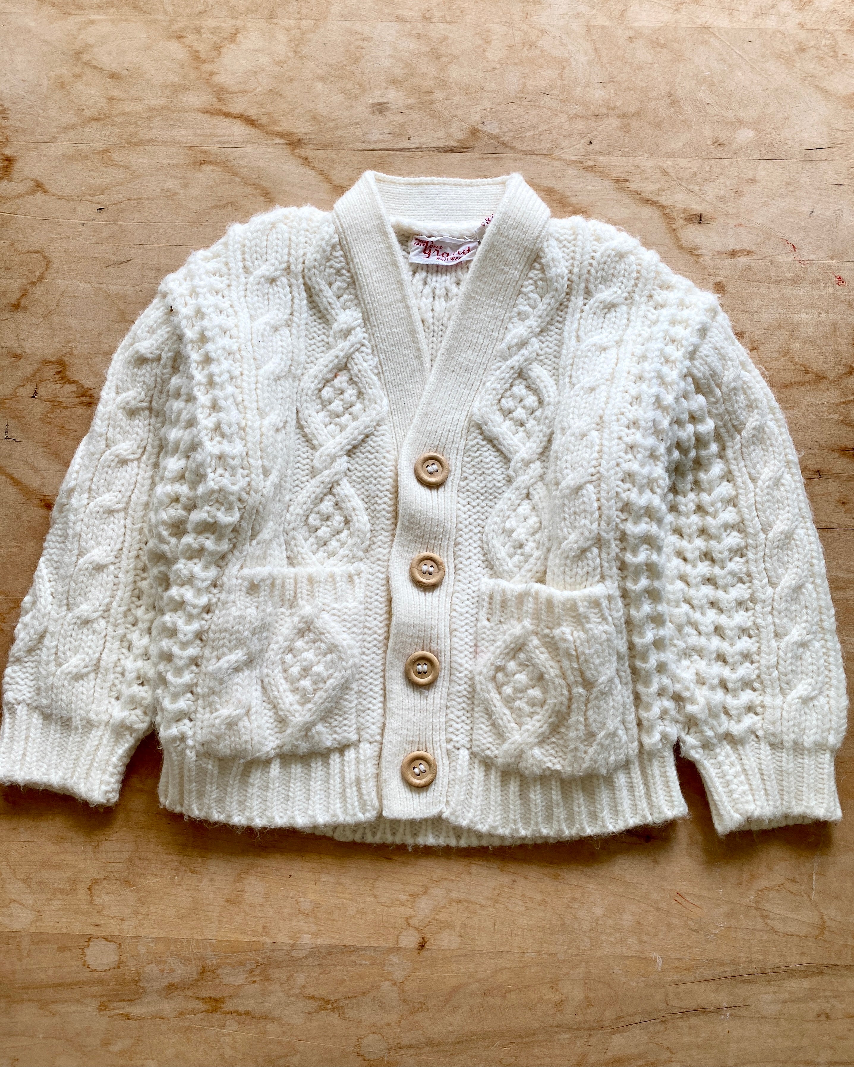 Handknit Vintage Fisherman Cardigan 2-3years