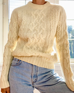 Vintage Cream Fisherman Cable Sweater