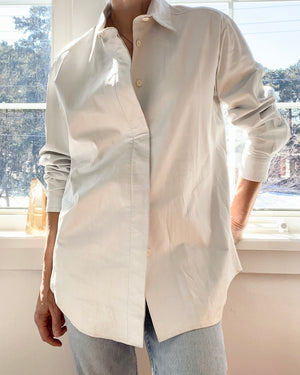Vintage Charles Jourdan White Leather Mens Shirt L XL