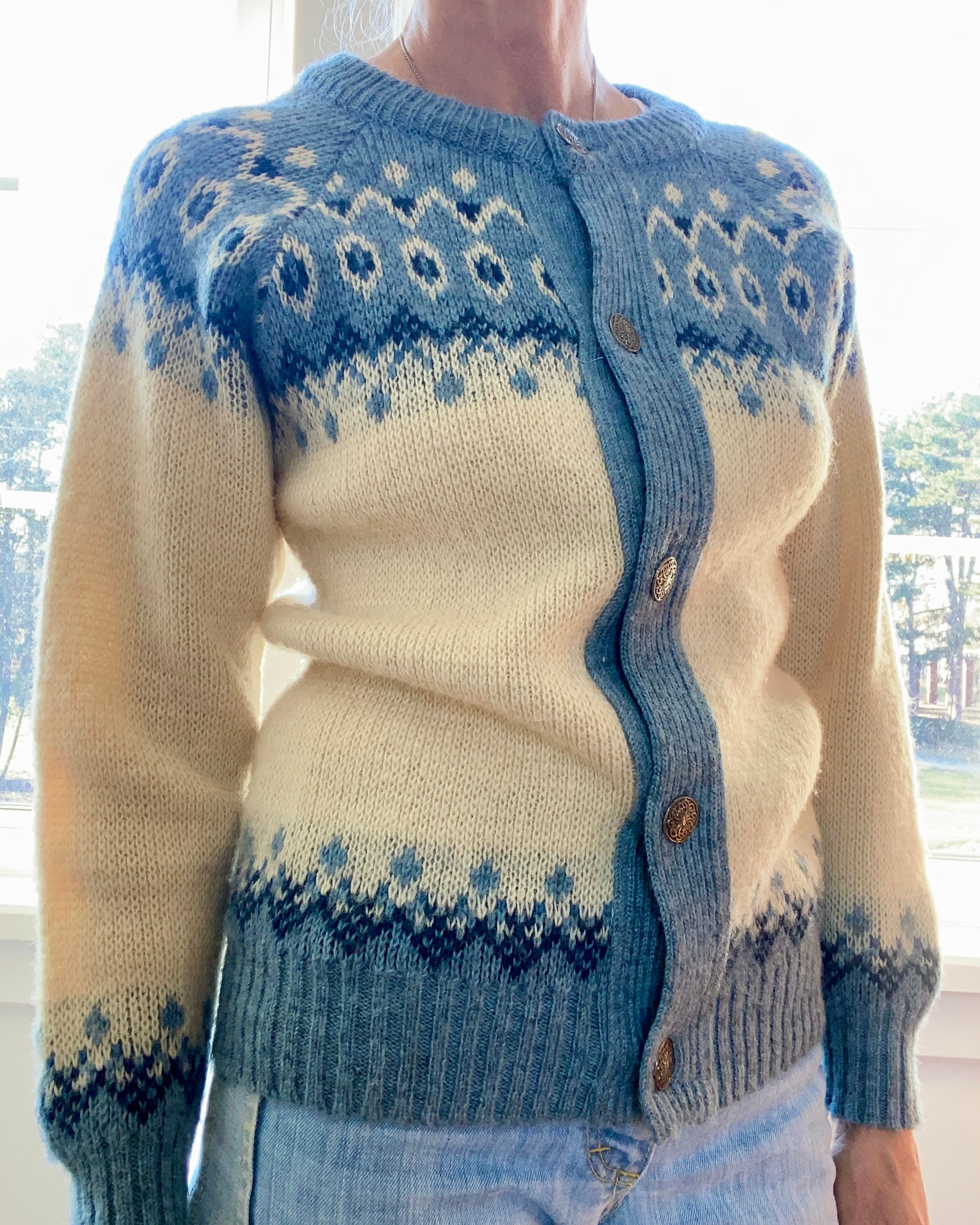 Vintage NORLFENDER Norwegian Fair Isle Cardigan Sweater S SM
