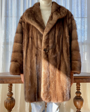 Vintage Christian Dior Shawl Collar Brown Mink Coat Jacket L XL