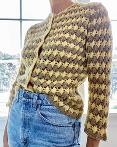 VINTAGE 1950s Granny Stripe Crochet Cardigan