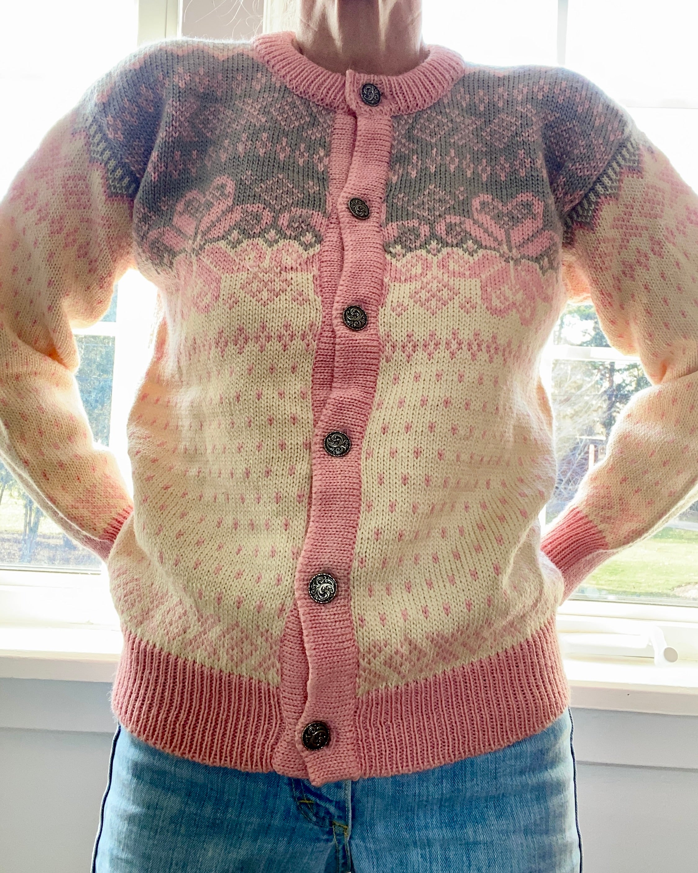 Vintage DALE of Norway Norwegian Fair Isle Cardigan Sweater M