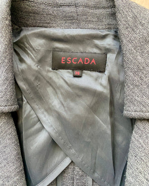 Vintage 1990s ESCADA by Margaretha Ley Grey Charcoal Ponte Blazer Jacket 38