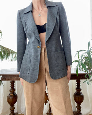Vintage 1990s ESCADA by Margaretha Ley Grey Charcoal Ponte Blazer Jacket 38