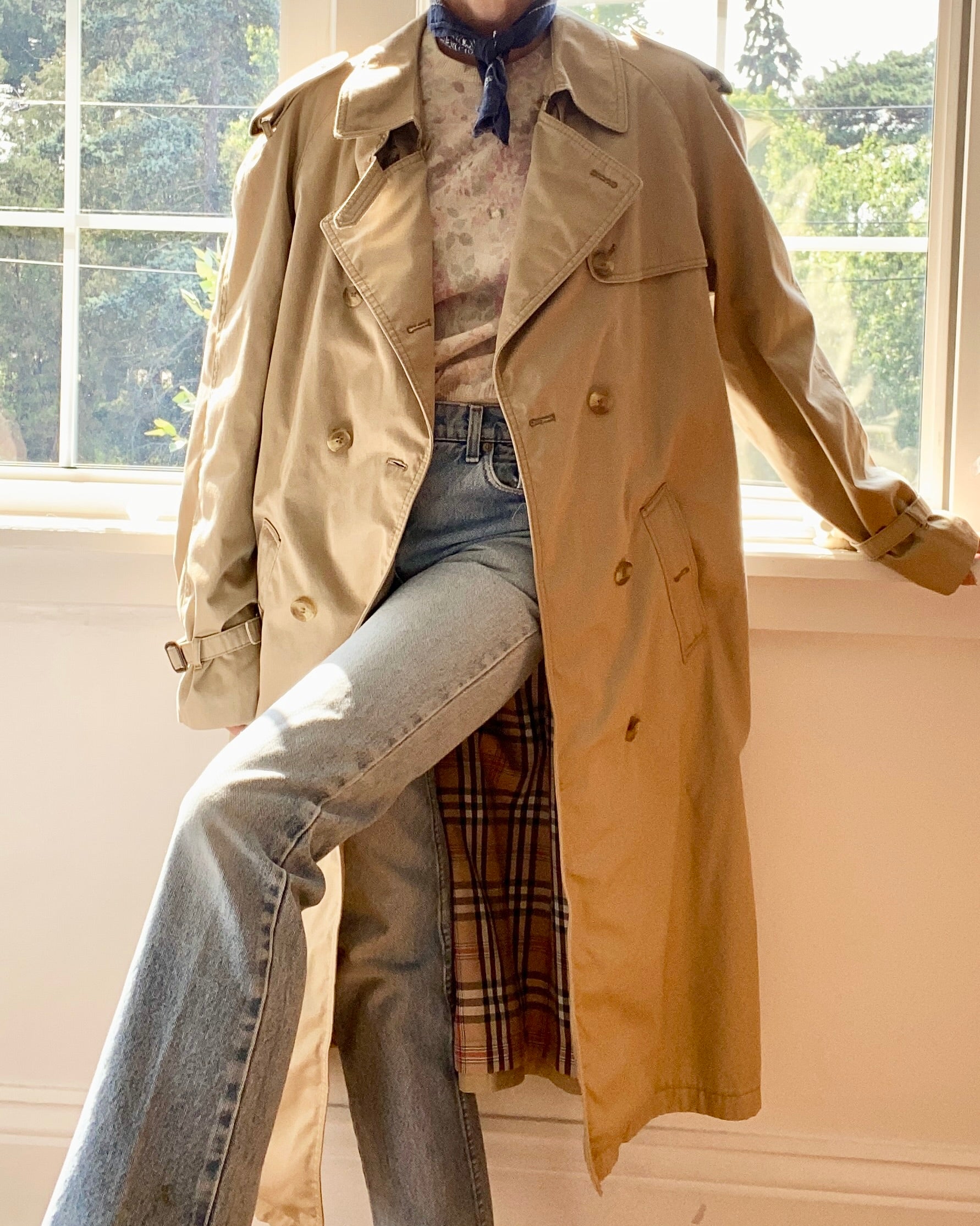 Vintage Classic Trench Coat With Wool Liner L
