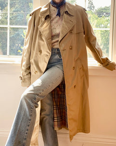 Vintage Classic Trench Coat With Wool Liner L
