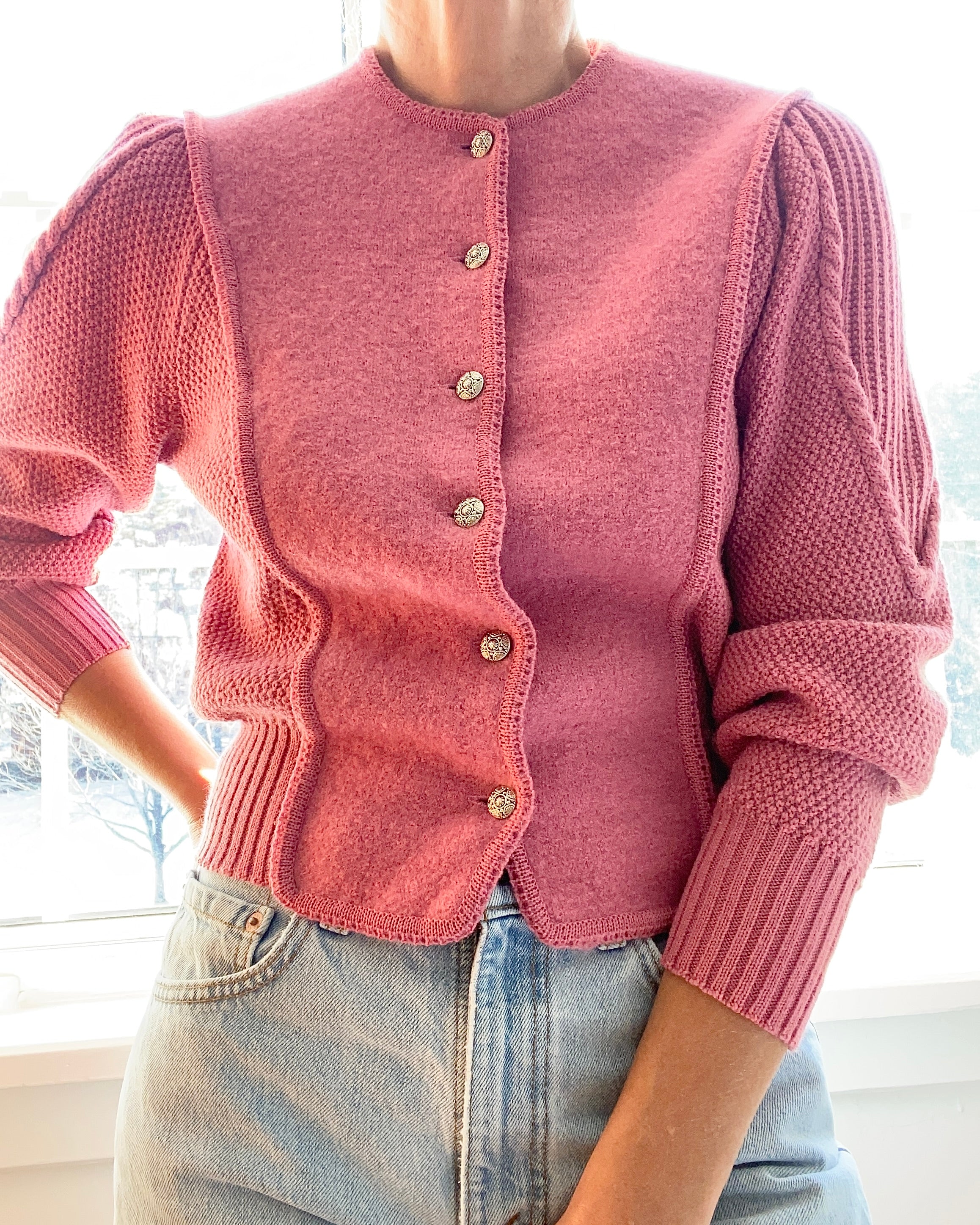 Vintage Austrian Folk Wool Cardigan