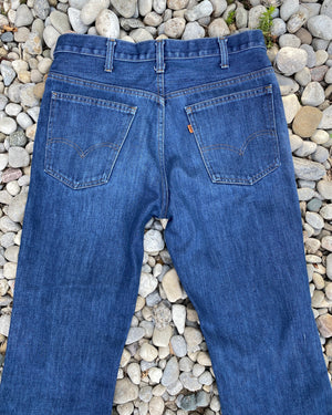 Vintage 1970s Levis 517 Orange Tab Medium to Dark Wash Flare Jeans size 34