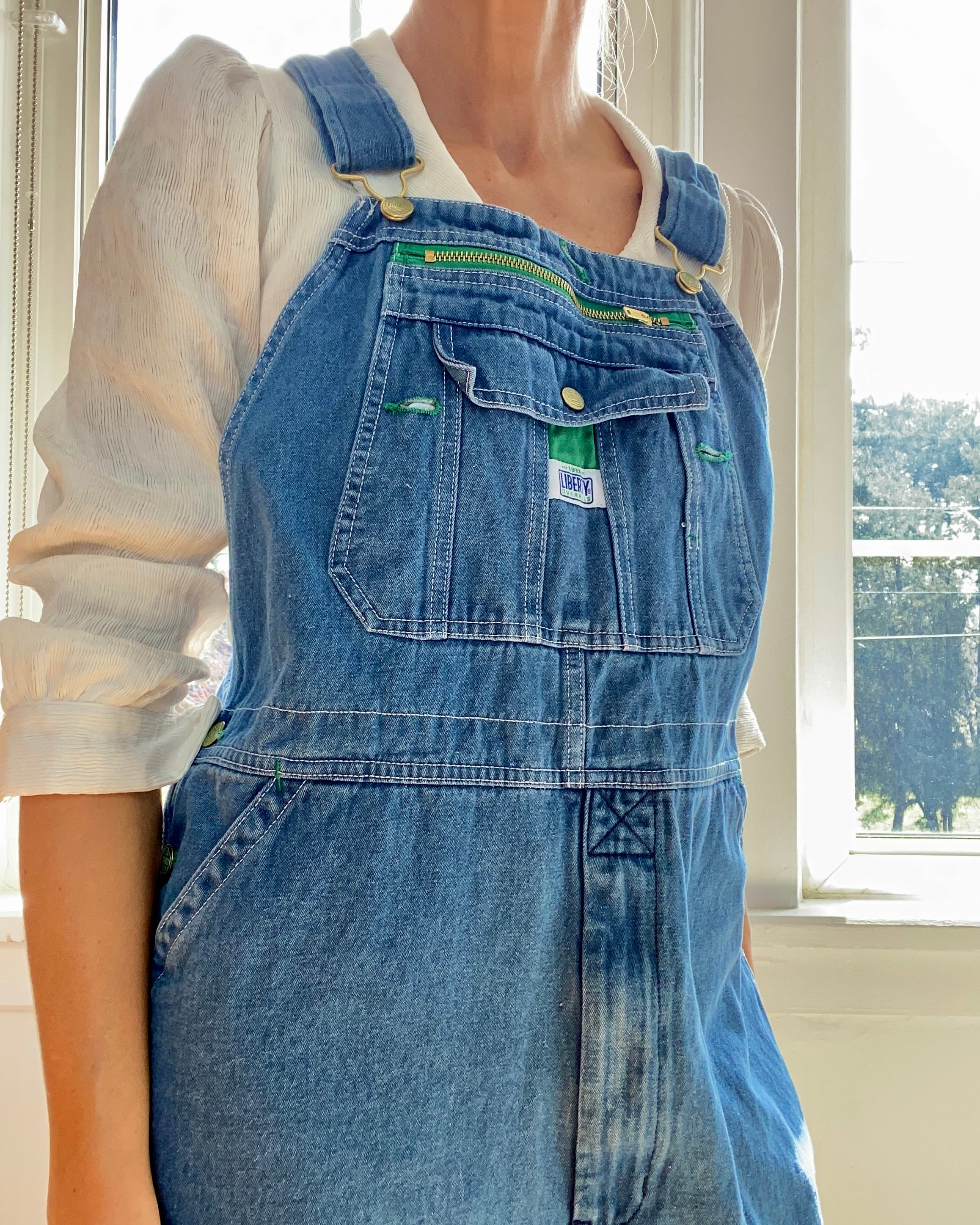 Vintage Liberty Denim Carpenter Overalls Medium Blue Wash Size L XL