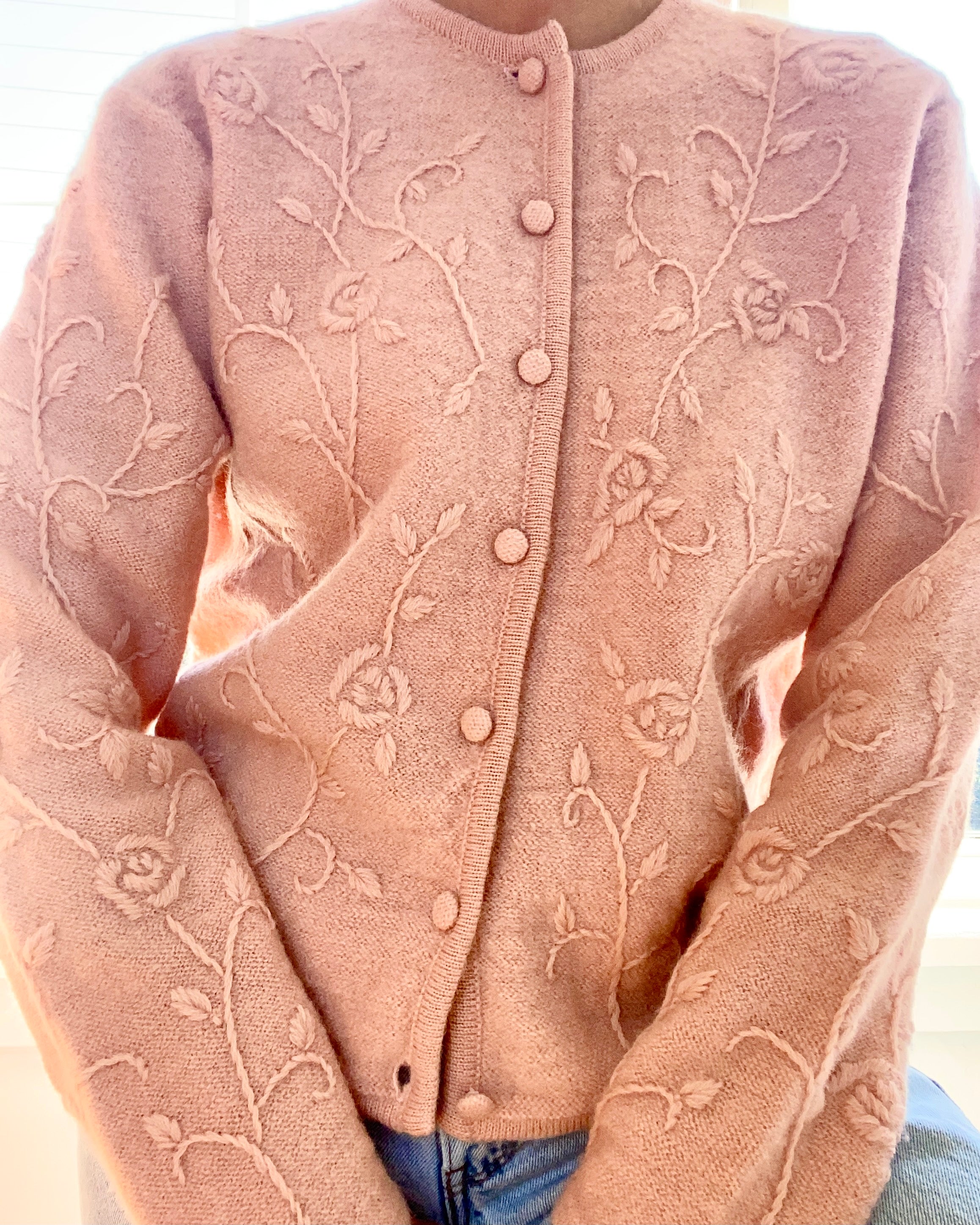 VINTAGE Pink Embroidered Jacket Cardigan